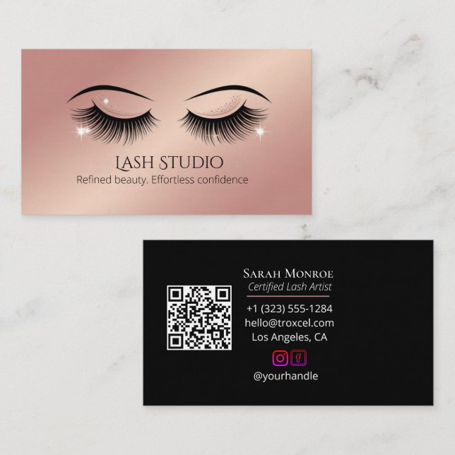 Cartão De Visita Luxury Lash Design with QR code (Frente/Verso)
