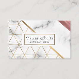 Cartão De Visita Luxury Marble com detalhes de ouro e rosa
