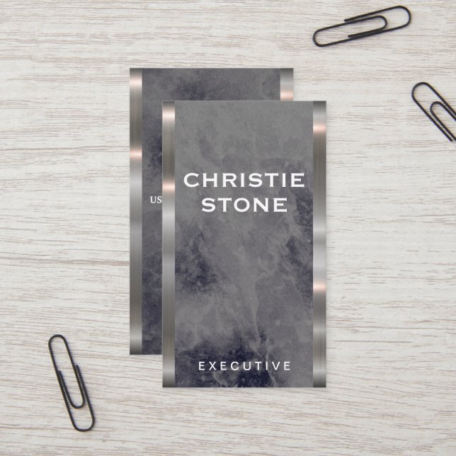 Cartão De Visita Luxury Marble | Trim Metálico (Frente/Verso In Situ)