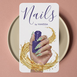Cartão De Visita Luxury Nail Artist Manicurist Pistachio Lilac Gold