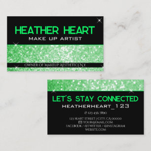Cartão De Visita Luxury Neon Green Bright Glitter Glamor