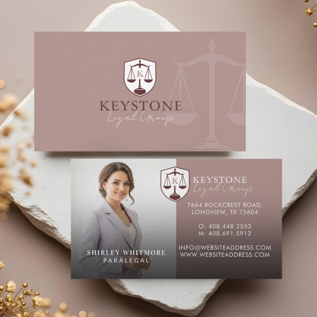 Cartão De Visita Luxury Pink Gold Paralegal Lawyer Photo Monogram  (Luxury Pink Gold Paralegal Lawyer Photo Monogram Business Card)