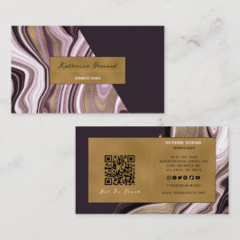 Cartão De Visita Luxury Purple and Gold Marble Business Coach Card