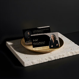 Cartão De Visita Luxury Real Estate Arch Frame Photo Black Gold