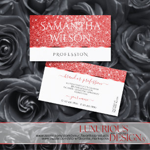 Cartão De Visita Luxury Ruby Red Glitter Sparkle Stars Moderno Bran
