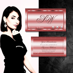 Cartão De Visita Luxury Shimmery Red com Ouros e Monograma
