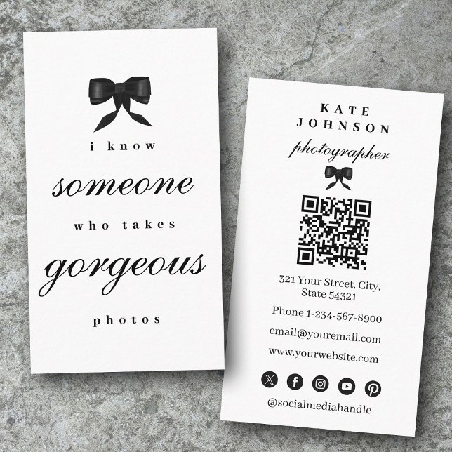 Cartão De Visita Luxury Unique  Elegant Photographer QR Code (Luxury Unique Elegant Photographer QR Code Business Card)