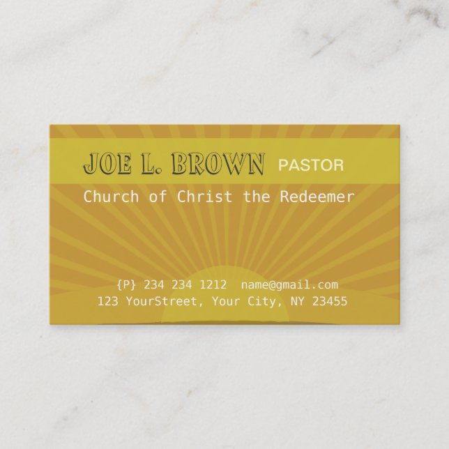 Cartão De Visita Luz do sol meditativo espiritual moderna (Frente)