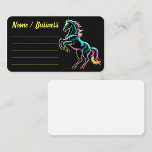 Cartão De Visita Luz Neon de Cavalo Efeito Glitch Estilo Retro