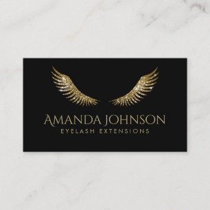 Cartão De Visita Luzes brilhantes Asas brancas Douradas Simples Pre