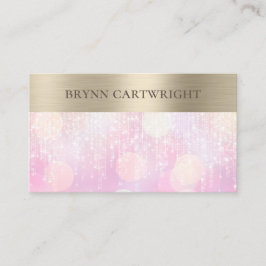 Cartão De Visita Luzes de brilho sunset cor-de-rosa e Douradas