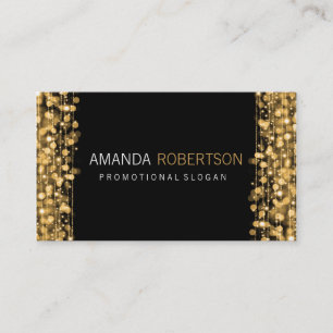 Cartão De Visita Luzes & Sparkles Dourados profissionais simples