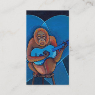 Cartão De Visita Macaco do orangotango do guitarrista dos azuis do