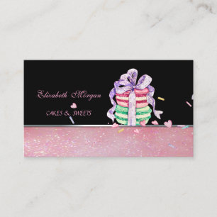Cartão De Visita Macarons Fofos Adoráveis ​​Elegantes, Padaria