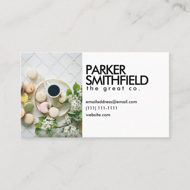 Cartão De Visita Macaroons na moda da cafetaria (Frente)