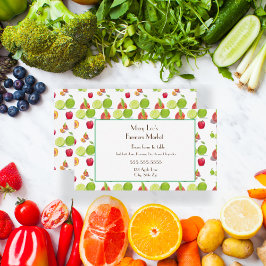 Cartão De Visita Maçãs, Pêssegos, Limões Ilustração Agricultores