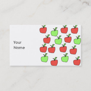 Cartão De Visita Maçãs vermelhas e teste padrão verde das maçã