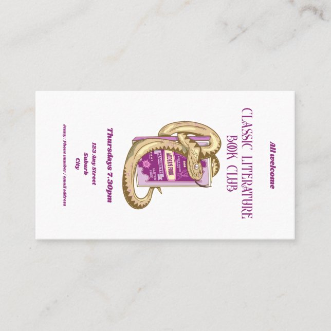 Cartão De Visita Macbeth Red livros sobre bruxas (Frente)