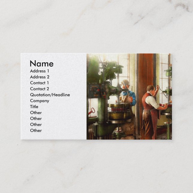 Cartão De Visita Machinista - Quando a precisão importa 1919 (Frente)