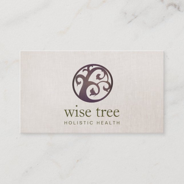 Cartão De Visita Madeira Árvore Holística Saúde e Bem-Estar (Frente)