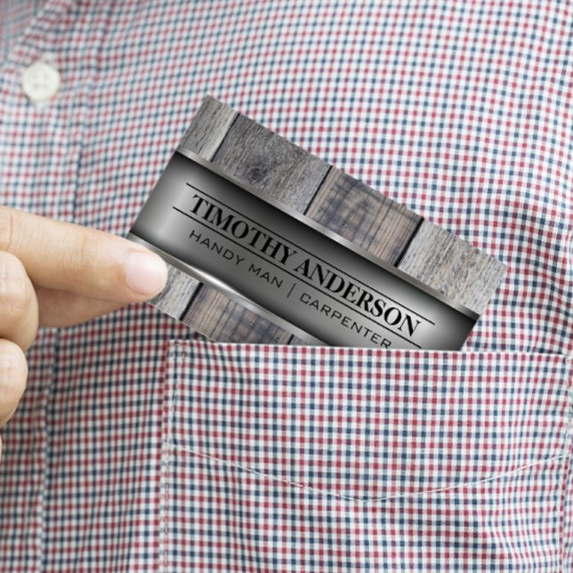 Cartão De Visita Madeira de metal | Material De Construção (Criador carregado)