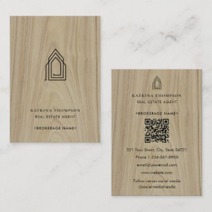 Cartão De Visita Madeira do logotipo do agente imobiliário moderno