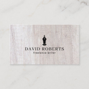 Cartão De Visita Madeira elegante do logotipo do Nib da caneta do