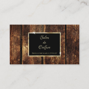 Cartão De Visita Madeira escura russa Elegante Dourada quadro belez
