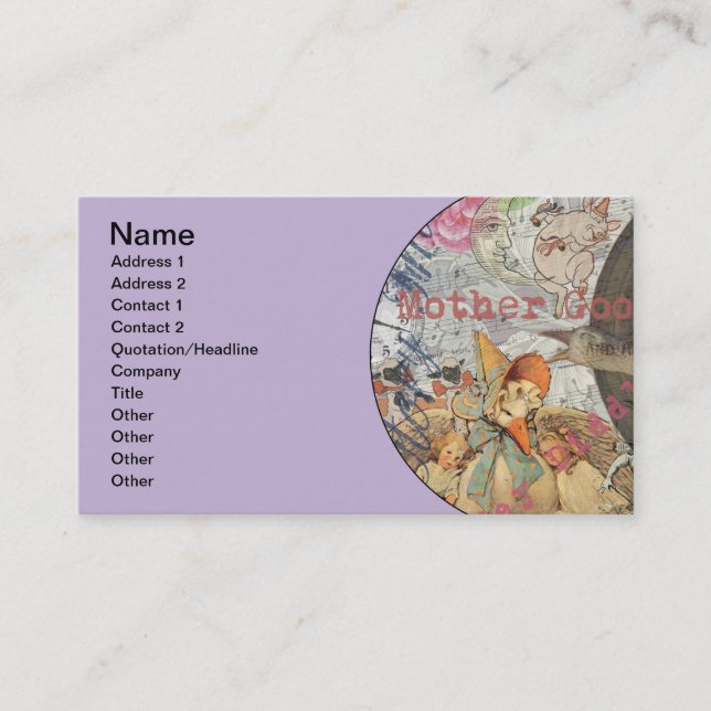 Cartão De Visita Madre Goose Enfermeira Rhyme Fairy Tale (Frente)