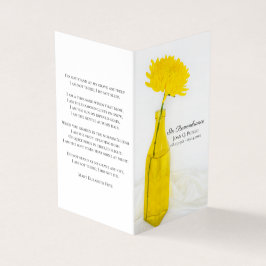 Cartão De Visita Mãe amarela na oração Memorial do Serviço Funeral 