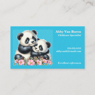Cartão De Visita Mãe e Bebê Panda Babá Cuidadora