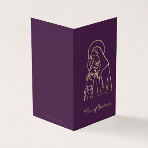 Cartão De Visita Mãe Mary Baby Jesus Cristo Roxo e Dourado