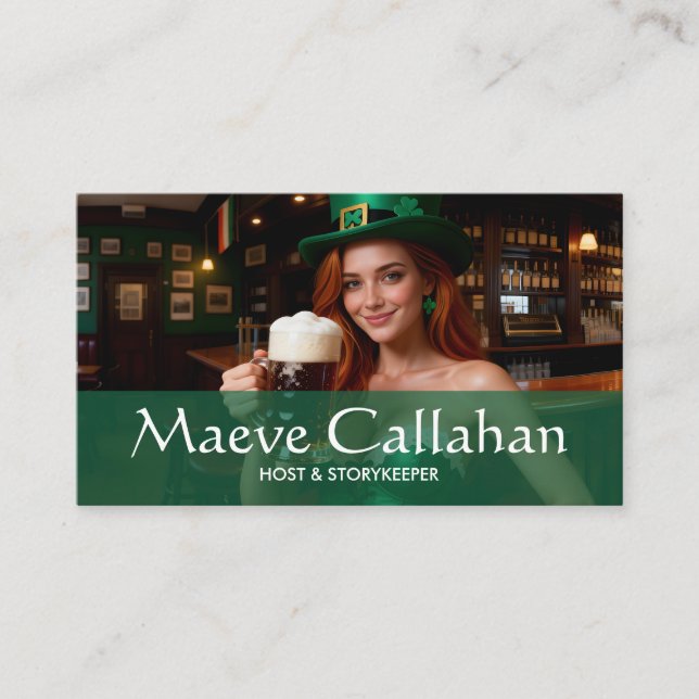 Cartão De Visita Maeve in Emerald Corset Irish Pub St Patrick's Day (Frente)