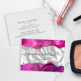 Cartão De Visita Magenta Agate Silver Luxo