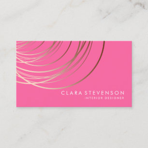 Cartão De Visita Magenta geométrica rosa de ouro fino Elegante