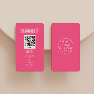 Cartão De Visita Magenta - Rosa Conectar-se com o Código QR da Mídi
