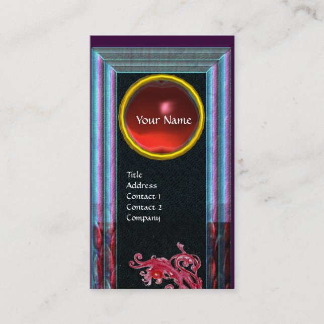 Cartão De Visita MAGIC BERRIES gem MONOGRAM azul (Frente)