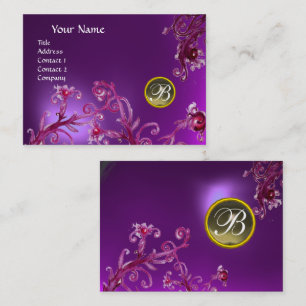 Cartão De Visita MAGIC BERRIES MONOGRAM, Cinza Agate amethyst roxo