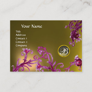 Cartão De Visita MAGIC BERRIES MONOGRAM, Cinza Agate topaz yellow