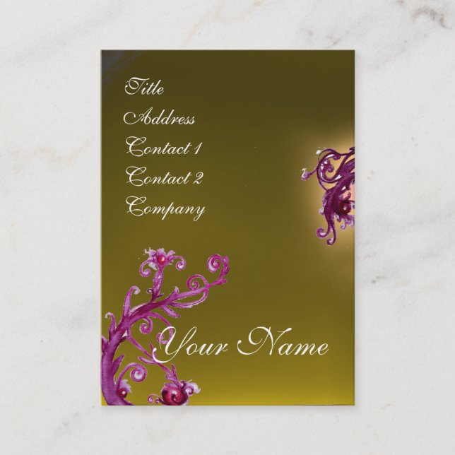 Cartão De Visita MAGIC BERRIES MONOGRAMA vermelho roxo (Frente)