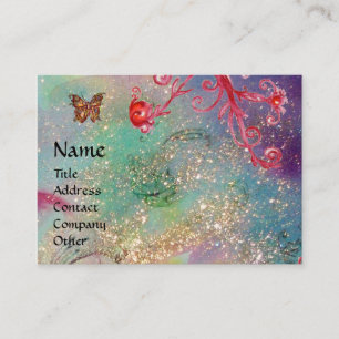 Cartão De Visita MAGIC BUTTERFLY azul verde-dourado cintilante