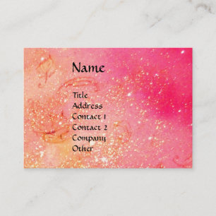 Cartão De Visita MAGIC BUTTERFLY cor-de-rosa, brilhos de ouro amare