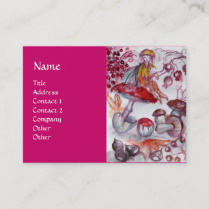 Cartão De Visita MAGIC FOLLET OF MUSHROOMS Fantasy Pink Purple Red