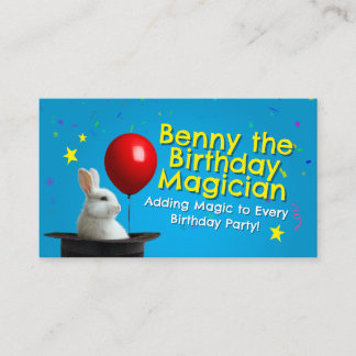 Cartão De Visita Magician Birthday Party Business Card 3.5" x 2.0" 