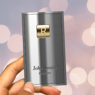 Cartão De Visita Mágico metálico do logotipo Dourado do monograma