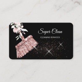 Cartão De Visita Maid Clearing House Com rosa de ouro Espumante Bar