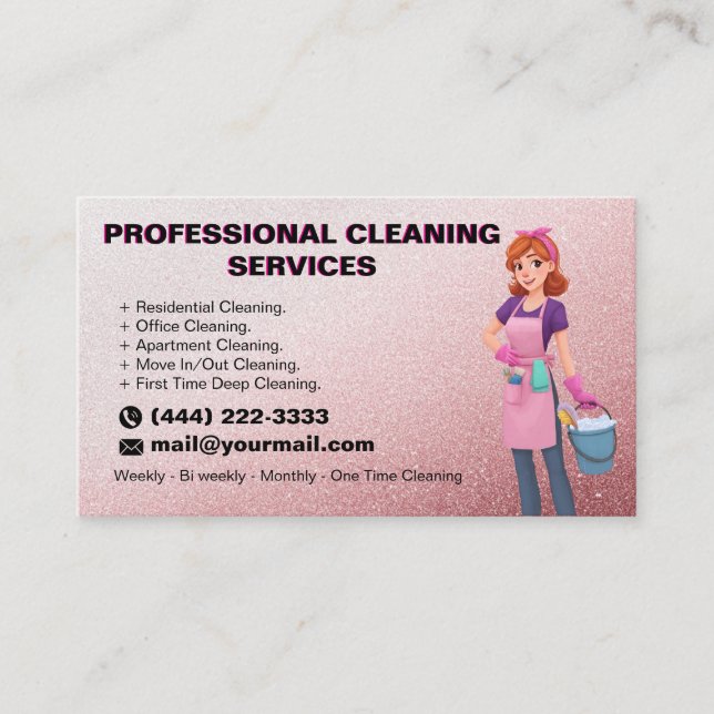 Cartão De Visita  Maid Janitorial Lady House Cleaning Business Card (Frente)