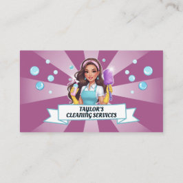 Cartão De Visita Maid Janitorial Lady House Clearing Service Bubble
