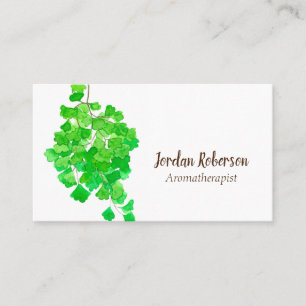 Cartão De Visita Maidenhair Fern Plant Watercolor Green