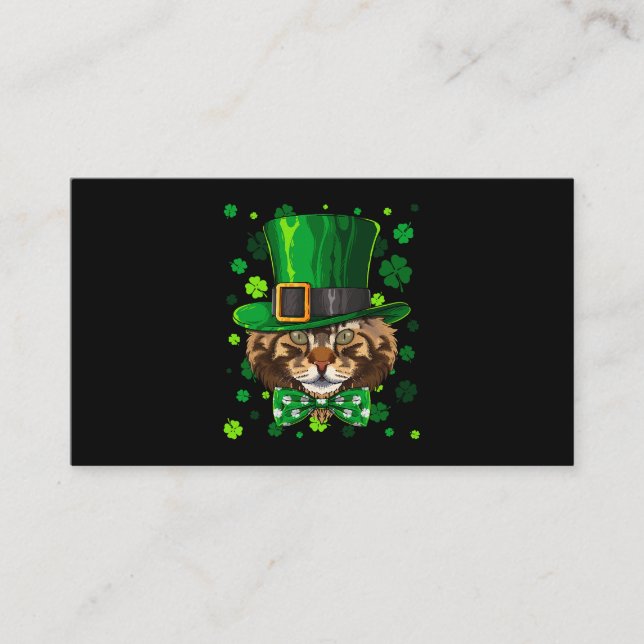Cartão De Visita Maine Coon Dia de São Patrício Leprechaun Hat Sham (Frente)